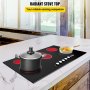 VEVOR Radiant Cooktop with Knob Control, Timer & Child Lock Included, 9 Power Levels with Boost Function Built in Electric Stove Top, 35 inch 5 Burners, 220V Ceramic Glass, Black