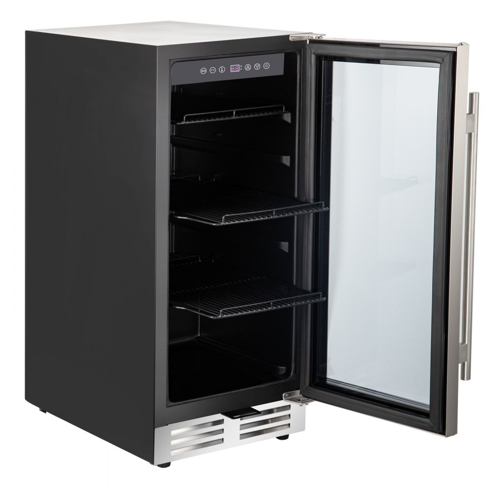 VEVOR Refrigerador de bebidas integrado de 24 pulgadas, refrigerador de bebidas de acero inoxidable con compresor Embraco, para el hogar, bar, oficina, comercial, uso en interiores al aire libre, (refrigerador de puerta de vidrio)