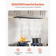 Hotte de cuisinière encastrée de 30 po avec hotte aspirante 800 pi3/min Contrôle gestuel et tactile