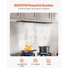 VEVOR 30in Built-in Range Hood Insert Vent Hood 800CFM Gesture & Touch Control