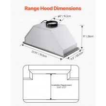 VEVOR 30in Built-in Range Hood Insert Vent Hood 800CFM Gesture & Touch Control