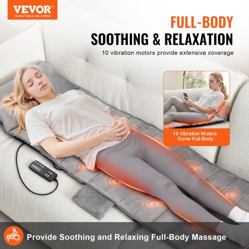 VEVOR Full-Body Massage Cushion with Heat, 10 Vibration Motor Massage Cushion Pad, Heating Vibrating Massage Mat & 5 Modes, 3 Intensities, 3 Heating Pads, Fatigue Relief Back Massager for Home Office | VEVOR US VEVOR Full-Body Massage Cushion with Heat, 10 Vibration Motor Massage Cushion Pad, Heating Vibrating Massage Mat & 5 Modes, 3 Intensities, 3 Heating Pads, Fatigue Relief Back Massager for Home Office | VEVOR US