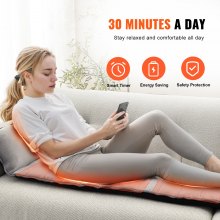 Coussin de massage pour tout le corps VEVOR avec chaleur, coussin de massage à 10 moteurs de vibration, coussin de massage vibrant chauffant avec 5 modes et 3 intensités, 3 coussins chauffants, tapis de massage anti-fatigue pour la maison et le bureau