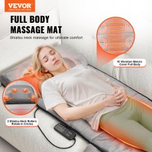 VEVOR Full Body Massage Cushion with Shiatsu Neck Massager, 10 Vibration Motors & 2 Heating Shiatsu Neck Rollers, Vibrating Massage Pad Mat with 5 Modes & 3 Intensities, 3 Heating Pads for Home Office