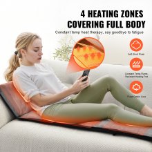 VEVOR Full Body Massage Cushion with Shiatsu Neck Massager, 10 Vibration Motors & 2 Heating Shiatsu Neck Rollers, Vibrating Massage Pad Mat with 5 Modes & 3 Intensities, 3 Heating Pads for Home Office