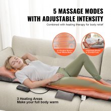 Coussin de massage complet du corps VEVOR avec masseur de cou Shiatsu, 10 moteurs de vibration et 2 rouleaux de cou Shiatsu chauffants, tapis de massage vibrant avec 5 modes et 3 intensités, 3 coussins chauffants pour le bureau à domicile