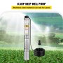 VEVOR Patiolife Well Pump 1/2 HP with 49.2ft Cable - Submersible Well Pump 164ft Head 22.9GPM - Deep Well Pump Stainless Steel for Factories, Farmland, Irrigation Use