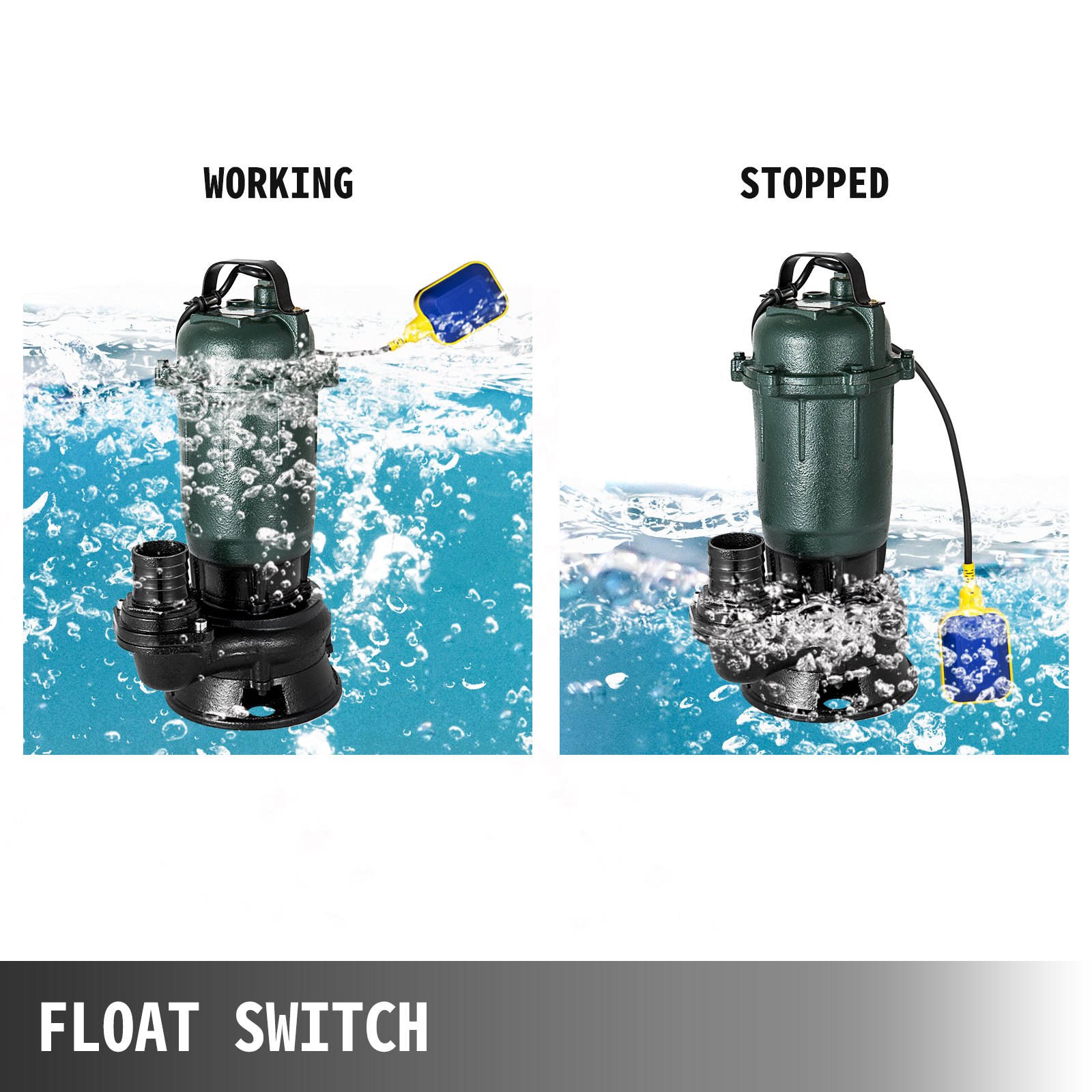 VEVOR Submersible Water Pump Vertical 500W with 20 Hose Length