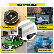 VEVOR Golf Cart Battery Charger 48V Club Car Charger 15A Golf Cart Electric Charger 3 Pin Plug Round/LED Club Car Battery Charger Aluminum Shell Power Wise Golf Cart Battery Charger for Ez Go Yamaha