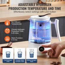 VEVOR Hydrogen Water Pitcher Generator, 1.5 L / 52.8 oz Large Capacity Hydrogen Generator Water Kettle, SPE and PEM Technology, Hydrogen Rich Water Ionizer Machine for Brewing Coffee or Tea
