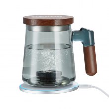 VEVOR Hydrogen Water Cup, 400 ml / 14,1 oz Hydrogen Generator, SPE Technology Portable Hydrogen Water Ionizer Machine med trådlös laddningsbas, väterik vattenflaska Glas Health Cup