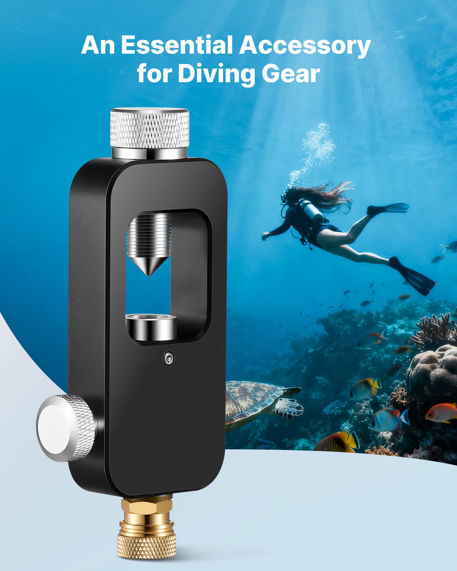 VEVOR Portable Scuba Tank Refill Adapter, 8 mm Male Connector, Aluminum Diving Oxygen Tank Refill Adapter for Oxygen Cylinder Diving Equipment, High Pressure Fill Station for Underwater Exploration