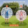 VEVOR Inflatable Bumper Balls 2-Pack, 4FT/1.2M Body Sumo Zorb Balls for Teen & Adult, 0.8mm Thick PVC Human Hamster Bubble Balls for Outdoor Team Gaming Play, Bumper Bopper Toys for Garden, Yard, Park
