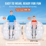 VEVOR inflatable bumper balls for players 4.9ft-6ft tall, universal fit for all ages, beach setting.