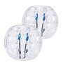 VEVOR inflatable bumper balls with blue handles and safety harnesses, set of two transparent spheres.