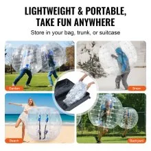 VEVOR Inflatable Bumper Balls 2-Pack, 4FT/1.2M Body Sumo Zorb Balls for Teen & Adult, 0.8mm Thick PVC Human Hamster Bubble Balls for Outdoor Team Gaming Play, Bumper Bopper Toys for Garden, Yard, Park