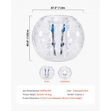 VEVOR Inflatable Bumper Balls 2-Pack, 4FT/1.2M Body Sumo Zorb Balls for Teen & Adult, 0.8mm Thick PVC Human Hamster Bubble Balls for Outdoor Team Gaming Play, Bumper Bopper Toys for Garden, Yard, Park