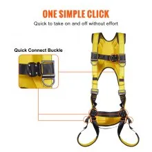 VEVOR Safety Harness, Full Body Harness, Safety Harness Fall Protection with Added Padding, and Side Rings and Dorsal D-Rings and a Lanyard, ANSI/ASSE Z359.11-2014, 240 lbs Max Weight, M