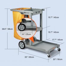 VEVOR Janitorial Trolley Cleaning Cart with PVC Bag for Housekeeping Office