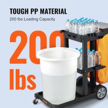 VEVOR Janitorial Trolley Cleaning Cart with PVC Bag and Cover for Housekeeping