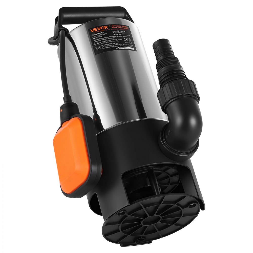 VEVOR 710W Submersible Sump Pump, 20000 L/H, Stainless Steel Submersible Sewage Dirty Clean Water Pump with Automatic Float Switch, Long Cord, 9M Max Lift, for Pools, Garden, Pond, Flooded Areas
