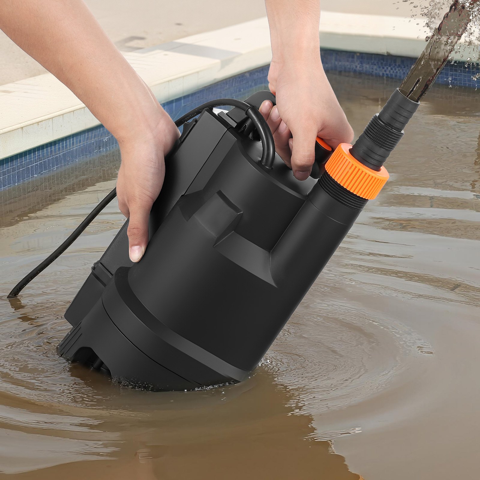 VEVOR 690W Submersible Sump Pump, 17500 L/H, PP-GF20 Submersible Sewage Dirty Clean Water Pump with Automatic Float Switch, Long Cord, 9M Max Lift, for Pools, Garden, Pond, Flooded Areas