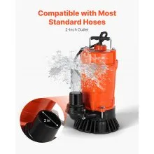VEVOR 1/2 HP Submersible Trash Pump Sump Sewage Pump 2000 GPH 39 ft Cast Iron