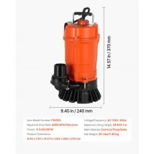 VEVOR 1/2 HP Submersible Trash Pump Sump Sewage Pump 2000 GPH 39 ft Cast Iron
