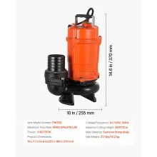 VEVOR 1 HP Submersible Trash Pump Sump Sewage Pump 5000 GPH 40 ft Lift Cast Iron