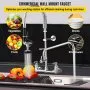 VEVOR Commercial Faucet with Sprayer, 8" Adjustable Center Wall Mount Kitchen Faucet with 12" Swivel Spout, 24" Height Compartment Sink Faucet for Industrial Restaurant, Lead-free Brass