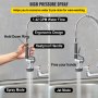 VEVOR commercial faucet with high pressure spray, ergonomic design, heatproof handle, and 1.42 gpm flow.