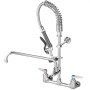 VEVOR commercial faucet with dual handles and flexible spring spout for commercial kitchens.