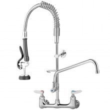 VEVOR Commercial Faucet Pre-Rinse with Sprayer, 8" Adjustable Center Wall Mount Kitchen Faucet with 12" Swivel Spout, 36" Height Compartment Sink Faucet for Industrial Restaurant, Lead-Free Brass