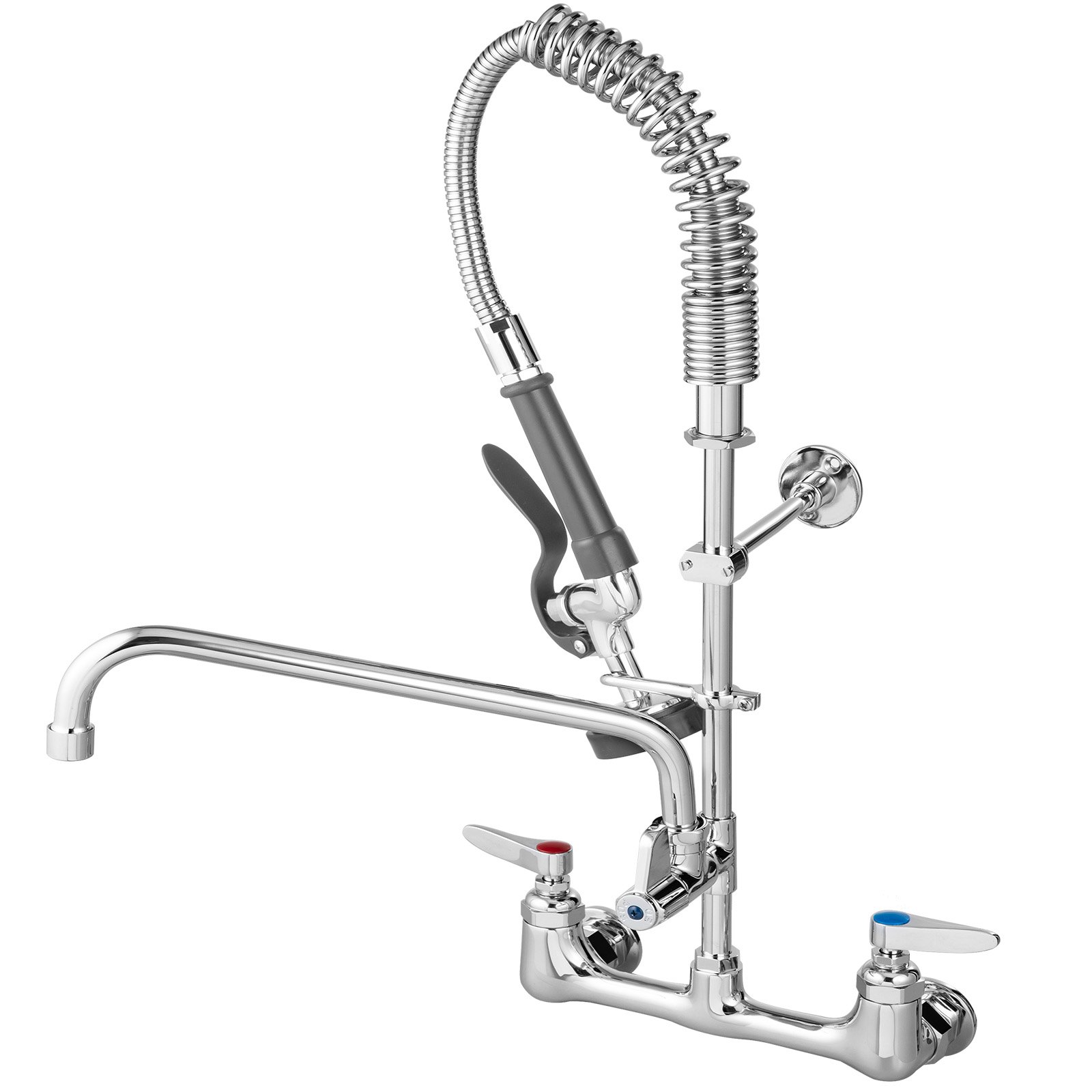 VEVOR commercial faucet with dual handles and flexible spring spout for commercial kitchens.
