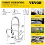 VEVOR Commercial Faucet with Sprayer, 8" Adjustable Center Wall Mount Kitchen Faucet with 12" Swivel Spout, 43" Height Compartment Sink Faucet for Industrial Restaurant, Lead-free Brass