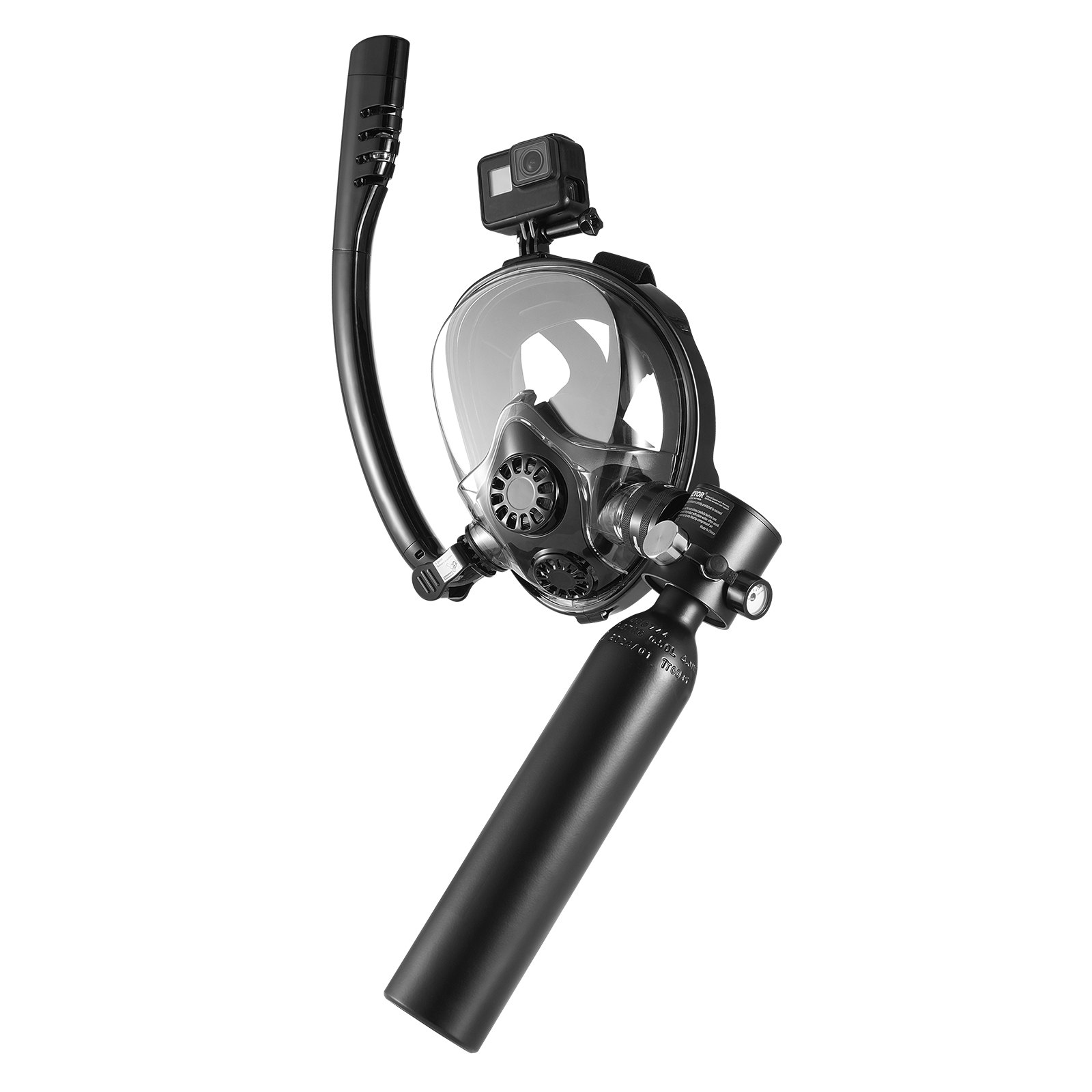 VEVOR Scuba Tank, 0.5L Portable Diving Tank, Diving Oxygen Cylinder with Pump Supports 5-10 Minutes Underwater Breathing, 32.81 ft Diving Depth, Refillable Snorkel Air Tank for Underwater Exploration