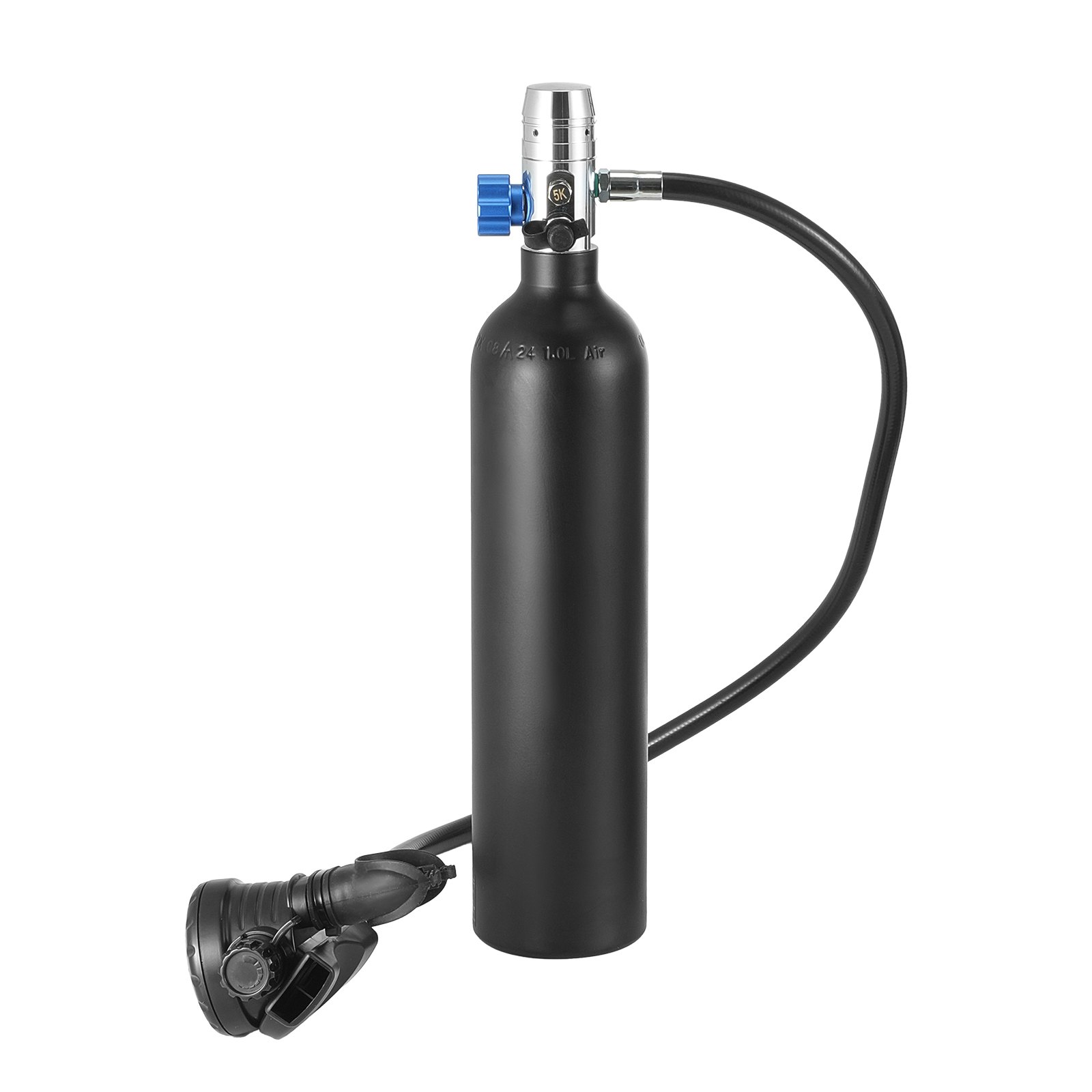 VEVOR Scuba Tank, 1L Portable Diving Tank, Diving Oxygen Cylinder Support 15-20 Minutes Underwater Breathing, 98.43 ft Diving Depth, Refillable Snorkel Air Tank with Pump for Underwater Exploration