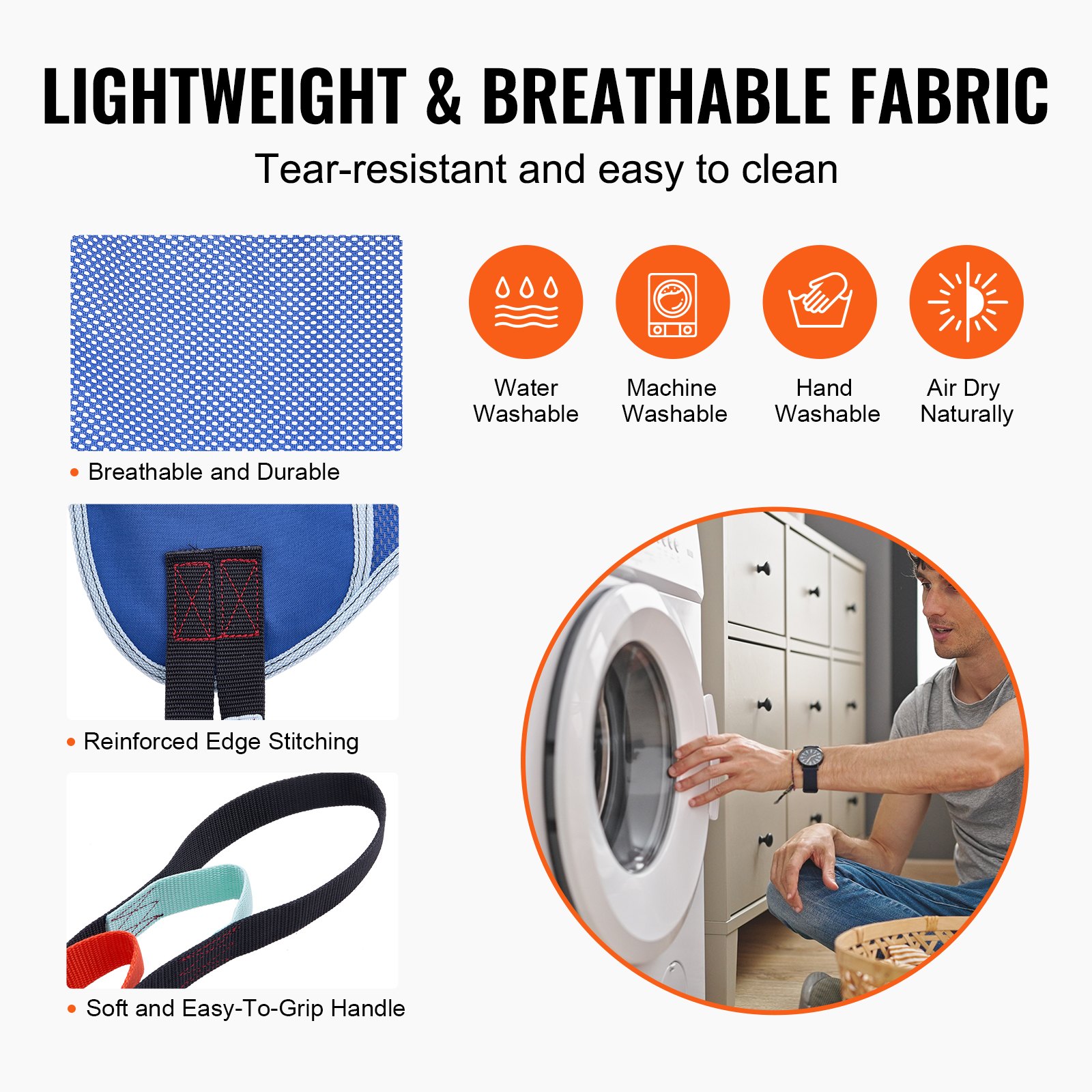 VEVOR Full Body Patient Lift Sling & Commode Opening, Patient Lift Medical Sling for Safe Bathing, Toileting, Polyester Patient Aid Commode Sling for Elderly Disabled Bedridden, 600LBS (Large Size)