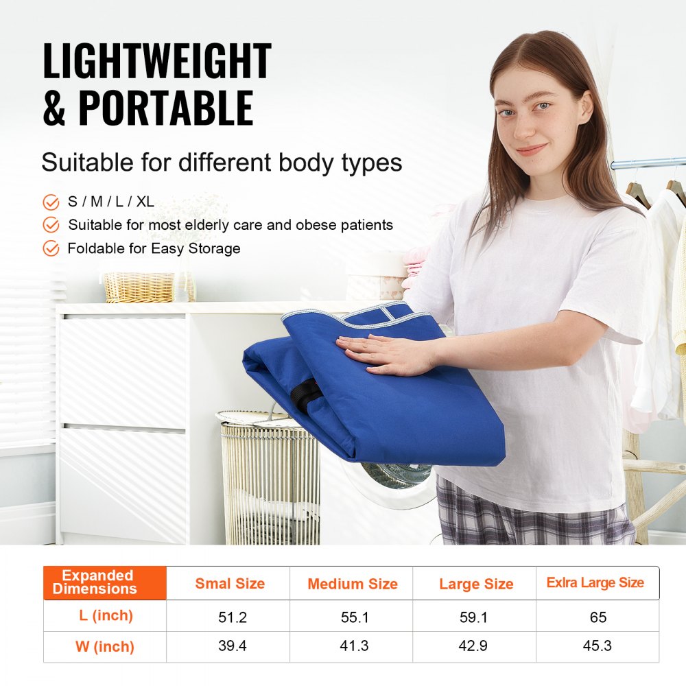 VEVOR Universal Full Body Patient Lift Sling - Large, Patient Lift Medical Sling for Easy Transfer and Bathing, Polyester Patient Aid Transfer Sling for Elderly, Disabled, Bedridden, 600LBS Capacity