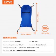 VEVOR Universal Full Body Patient Lift Sling L-Size Patient Lift Medical Sling