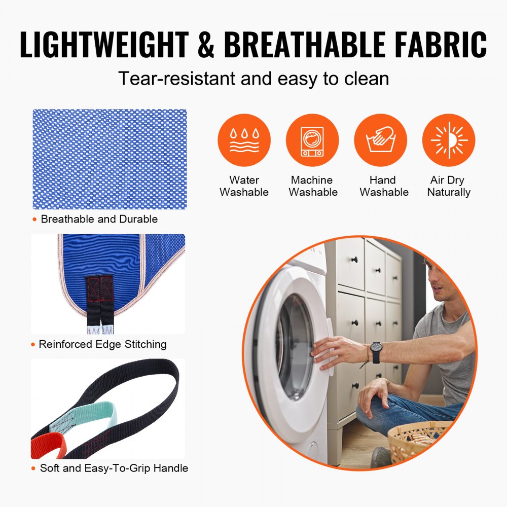 VEVOR Universal Full Body Patient Lift Sling - Medium, Patient Lift Medical Sling for Easy Transfer and Bathing, Polyester Patient Aid Transfer Sling for Elderly, Disabled, Bedridden, 500LBS Capacity