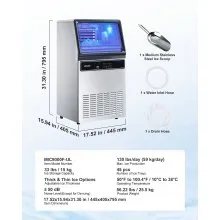 Commercial Ice Maker 130Lbs/24H Ice Machine 33Lbs Storage Bar Restaurant
