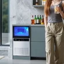 Commercial Ice Maker 130Lbs/24H Ice Machine 33Lbs Storage Bar Restaurant