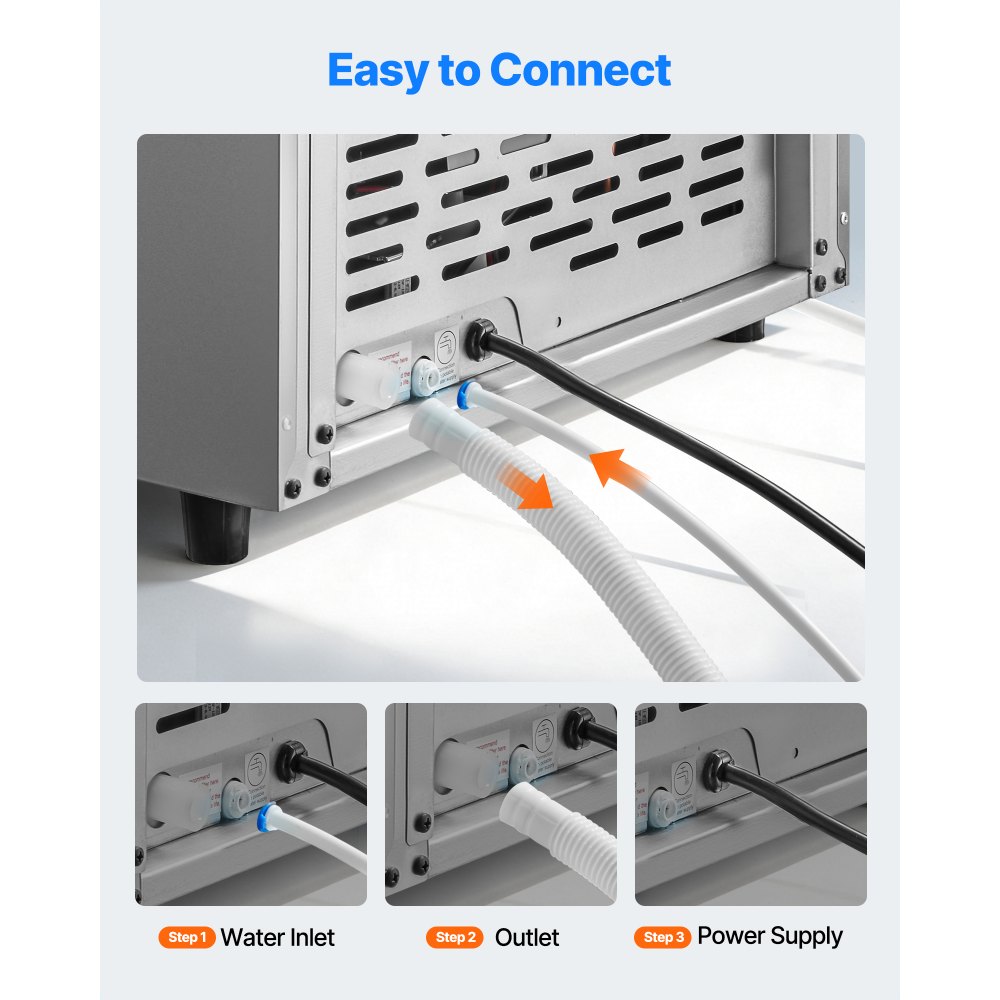 VEVOR Commercial Ice Maker Machine, 59kg/24H with 15kg Storage, 45 Cubes per Cycle, Stainless Steel Freestanding & Under Counter Ice Maker with LED Display & Self-Cleaning, for Home Bar Restaurant