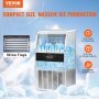 VEVOR commercial ice maker, 50 ice trays, 100 lbs daily ice production, 33 lbs storage, 15min quick dispense.