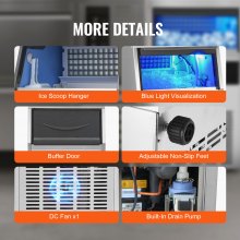 VEVOR Commercial Ice Maker, 90lbs/24H, Ice Maker Machine, 45 Ice Cubes in 12-15 Minutes, Freestanding Cabinet Ice Maker with 24lbs Storage Capacity LED Digital Display, for Bar Home Office Restaurant
