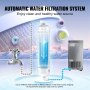 automatic water filtration system for VEVOR commercial ice maker with tap, filter, and ice machine.