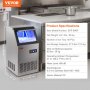 VEVOR commercial ice maker with 40 ice trays, 27.5 lb storage, and 80 lb daily ice making capacity.