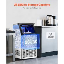 VEVOR Commercial Ice Maker, 80lbs/24H, Ice Maker Machine, 40 Ice Cubes in 12-15 Minutes, Freestanding Cabinet Ice Maker with 27.5lbs Storage Capacity LED Digital Display, for Bar Home Office Restaurant