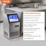 VEVOR Commercial Ice Maker, 100 lbs/24H, Ice Maker Machine, 45 Ice Cubes in 12-15 Minutes, Freestanding Cabinet Ice Maker with 27.5 lbs Storage Capacity LED Digital Display, for Home Office Restaurant
